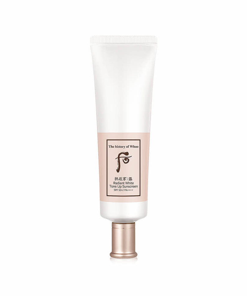 THE WHOO Radiant White Tone-up Sunscreen SPF0+PA++++50ml in a sleek white tube