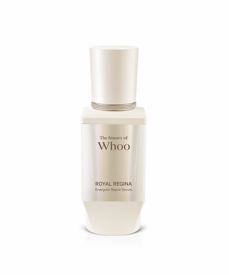 THE WHOO Royal Regina Energatic Repair Serum 30ml in an elegant white bottle with gold accents.