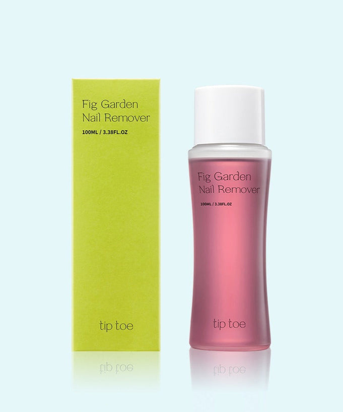 TIP TOE Fig Garden Nail Remover 100ml bottle and packaging on display against a light background
