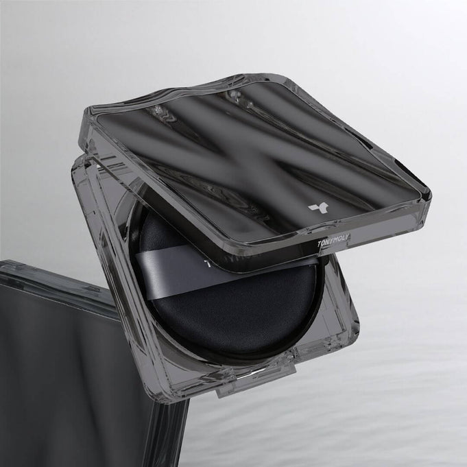 TONY MOLY Skin Tone Fixing Cover Cushion in sleek packaging with applicator, designed for seamless skin tone correction.