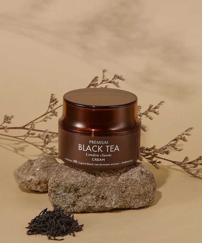 TONYMOLY Premium Blacck TeaLondon Classic Cream 50ml – luxurious skincare with black tea extract in an elegant brown jar, 50ml size.