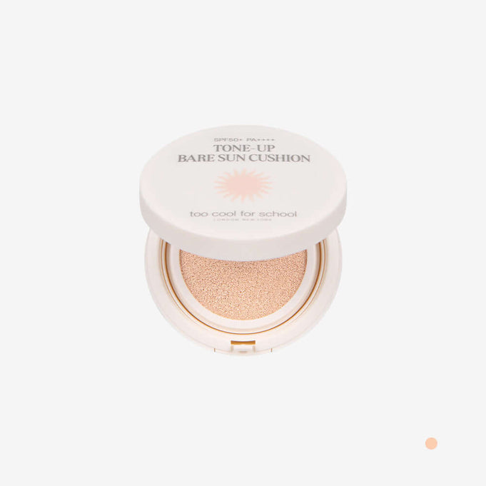 TOO COOL FOR SCHOOL Tone Up Bear Sun Cushion in open view with makeup applicator