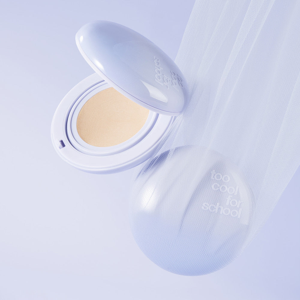 TOO COOL FOR SCHOOL Air Fit Cushion [Main Product + Refill] (+Mesh Pouch) in elegant packaging with net pouch