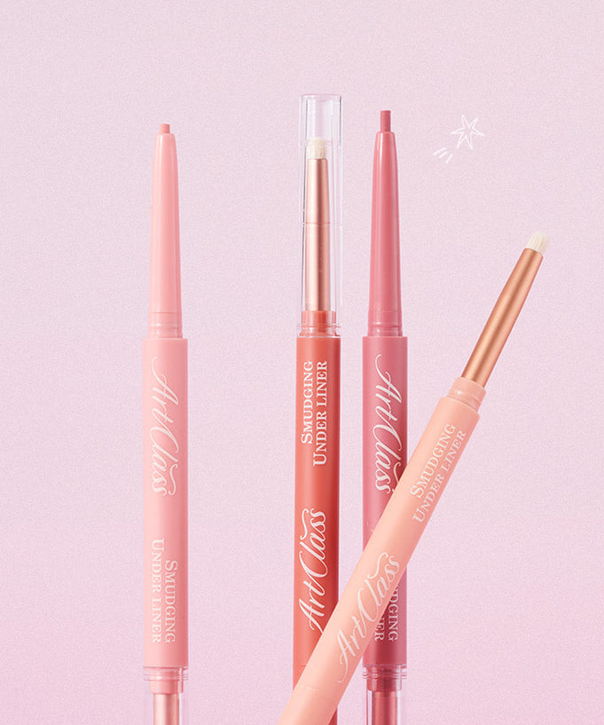 TOO COOL FOR SCHOOL Art Class Smudging Team Liner in assorted shades on a pink background