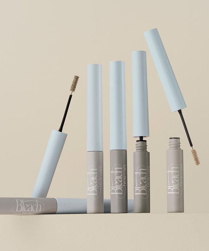 TOO COOL FOR SCHOOL Bleach Brow Cara product display with multiple eyebrow applicators in light blue packaging