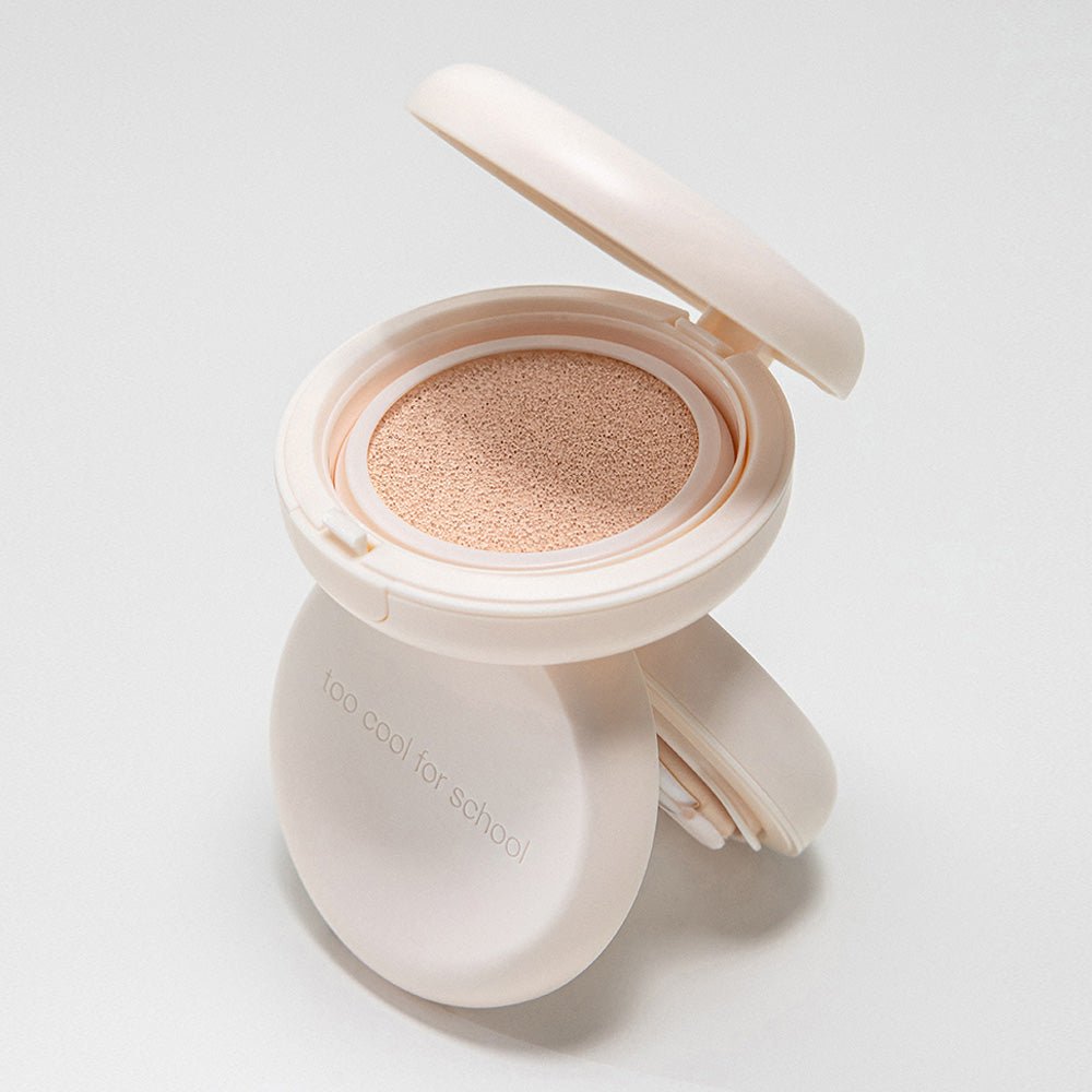 TOO COOL FOR SCHOOL Fixing Nude Fit Cushion [Product + Refill] compact on a white background