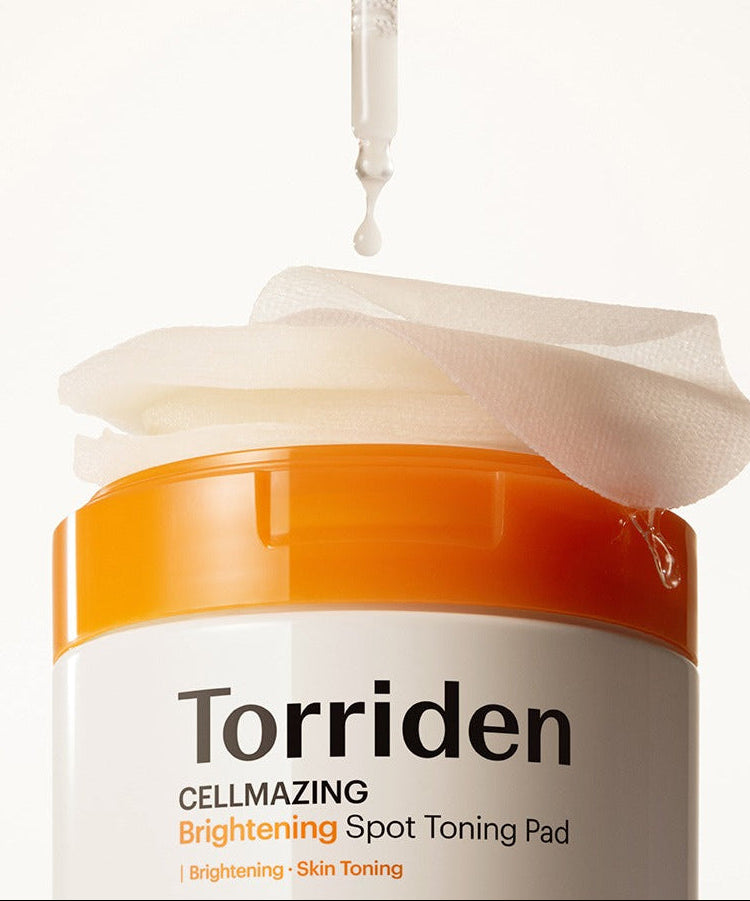 TORRIDEN Cellmizing Vita C brightening Trace Toning Pads 70 sheets product image with open lid and dropper