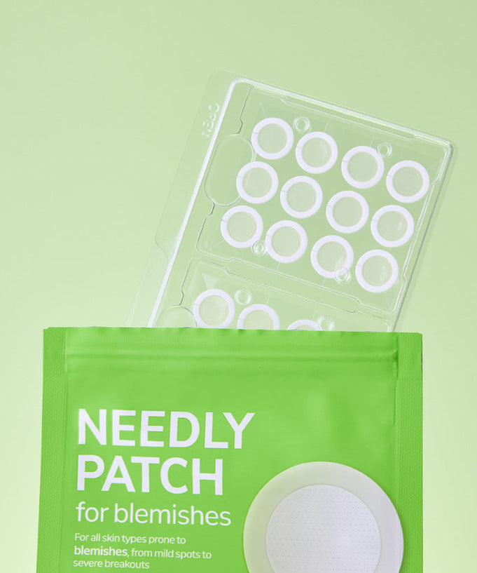 NEEDLY Patch for Blemish 24 Patches packaging against green background