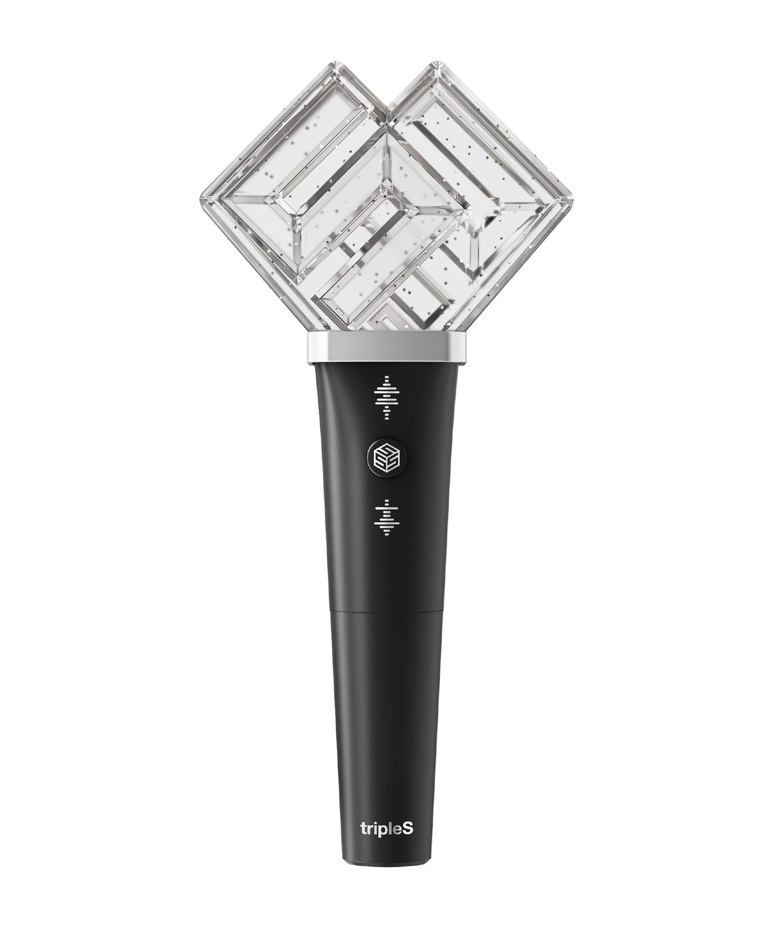 TRIPLE S Official Lightstick featuring a sleek design with a clear geometric top and black handle, perfect for fans and collectors.