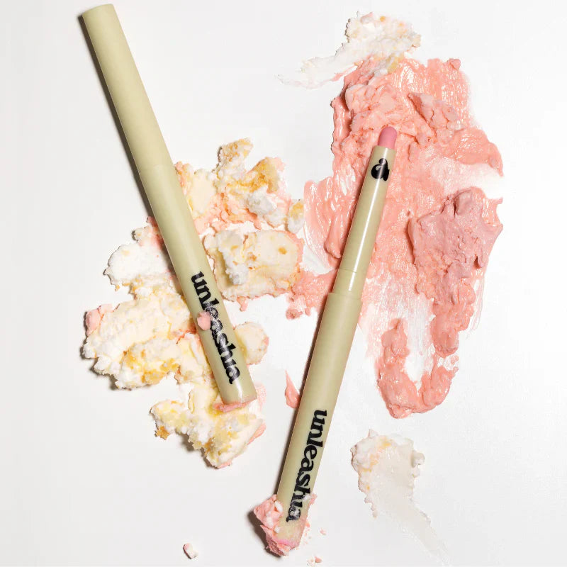 UNLEASHIA Oh! Happy Day Lip Pencil with swatches on white background
