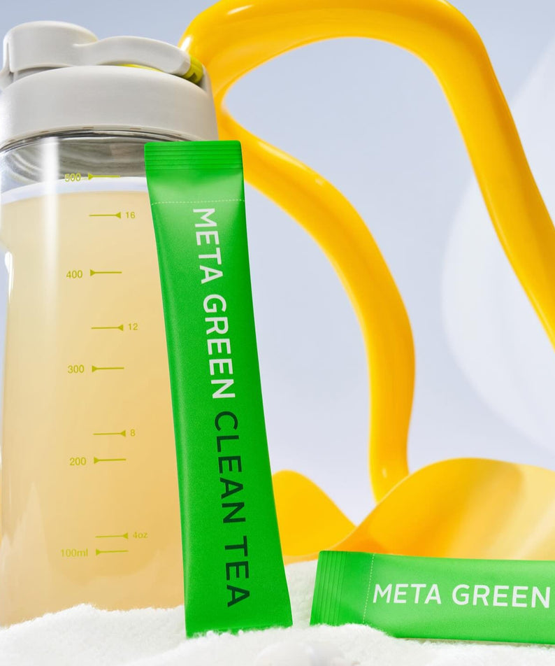 VITALBEAUTIE Meta Green Clean Tea 10 Packets with shaker bottle