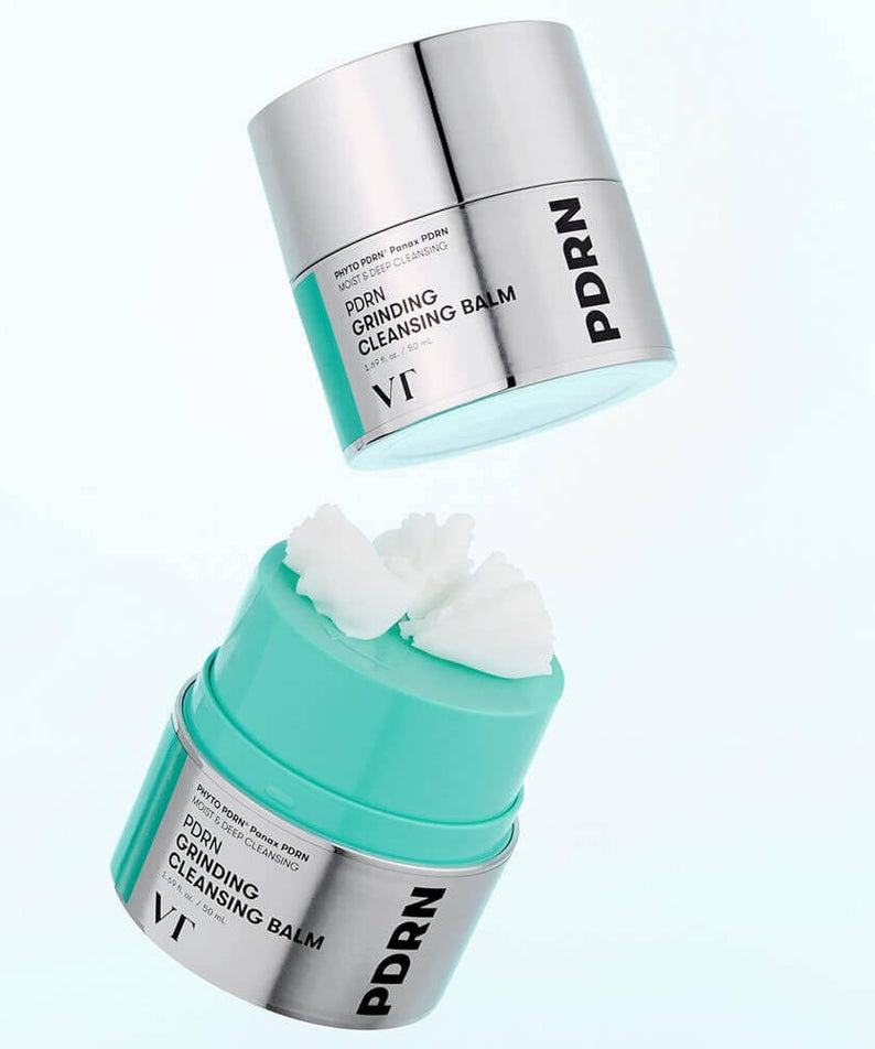 VT COSMETIC PDRN Grinding Cleansing Balm 50ml with open jar showing creamy texture