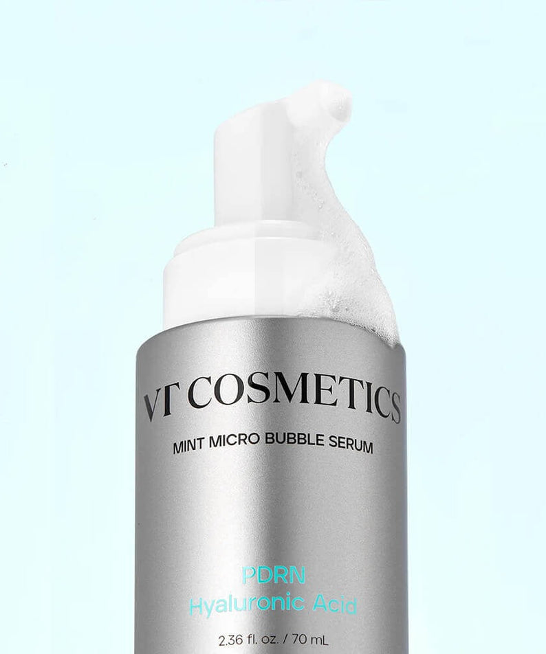 VT COSMETIC PDRN Hyaluronic Acid Mint Micro Bubble Serum 70ml bottle with foam pump