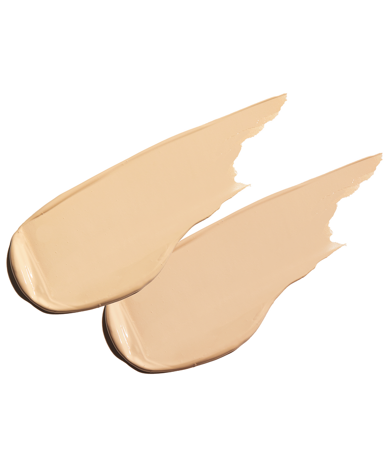 Texture swatches of VT COSMETIC Riddle Shot Synergy Cushion 15g showing smooth application and creamy finish.