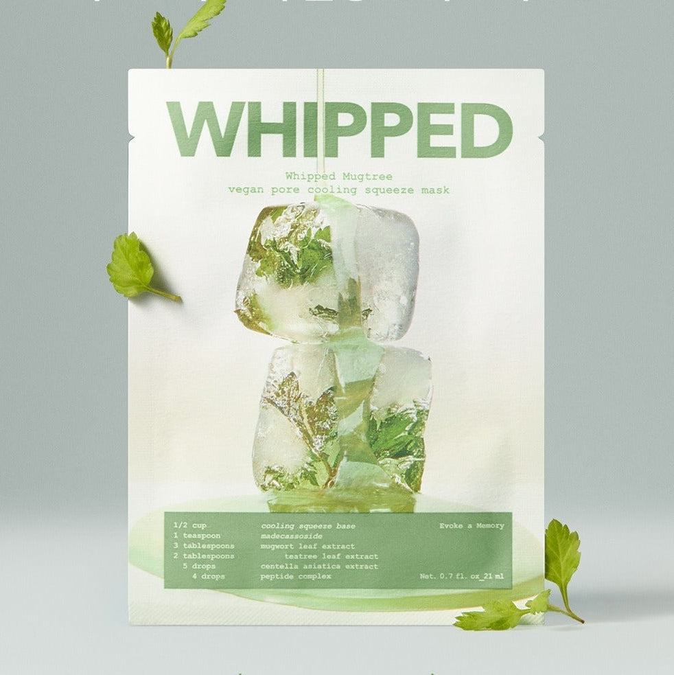 WHIPPED Mugtree Vegan Pore Cooling Squeeze Mask 1ea product packaging with natural ingredients.