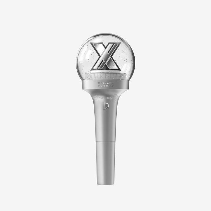 XDINARY HEROES Official Lightstick featuring an 'X' design on the globe, on a sleek white background.