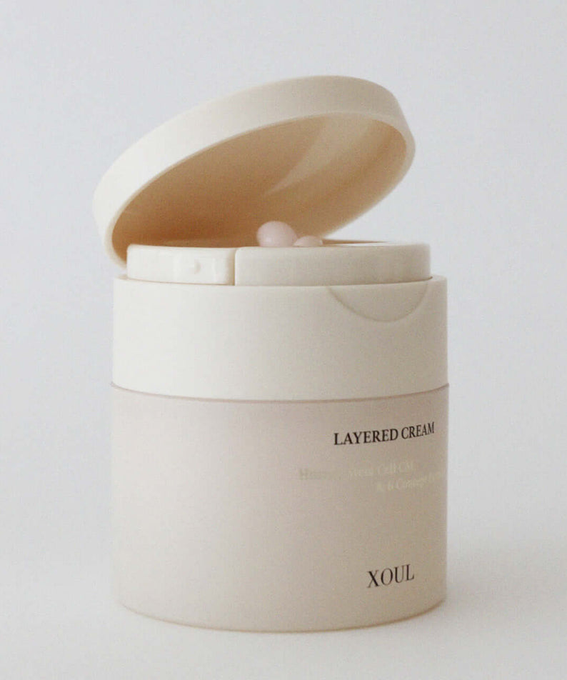 XOUL Layered Cream 50g in an open jar showing texture