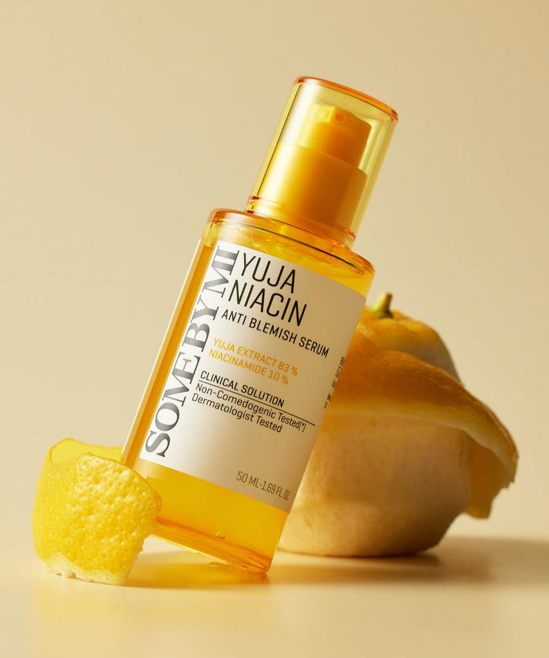 SOME BY MI Yuja Niacin Blemish Care Serum 50ml bottle with lemon, skincare product for anti-blemish treatment