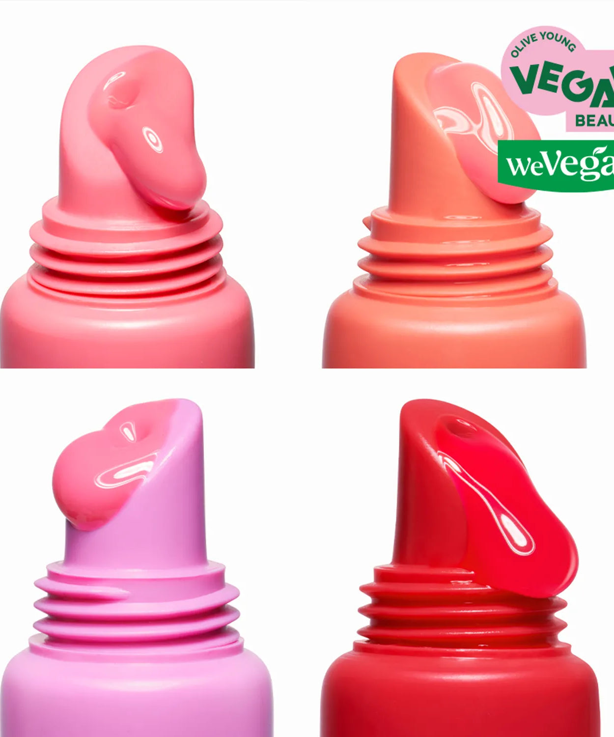 AMUSE TINT BALM KEYRING featuring vibrant vegan lip tints in pink, coral, purple, and red shades.