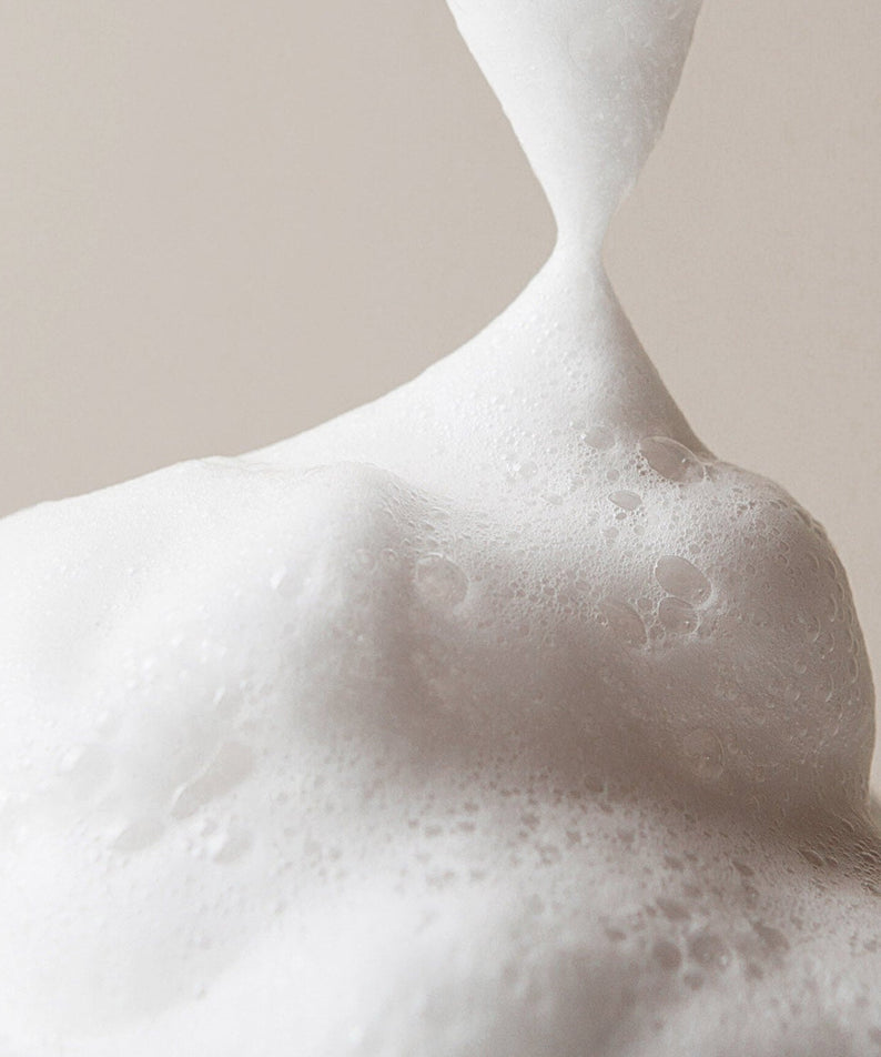 Foamy lather of AROMATICA Reviving Rose Infusion Cream Cleanser 145ML