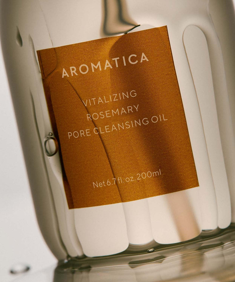 AROMATICA Vitalizing Rosemary Pore Cleansing Oil 200ML bottle on reflective surface