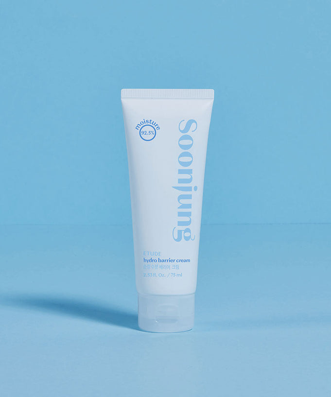 ETUDE SoonJung Hydro Barrier Cream 75ml tube on blue background