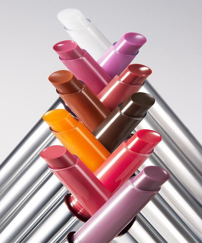 Colorful BBIA Over Glaze Stick lip products arranged diagonally on a white background.