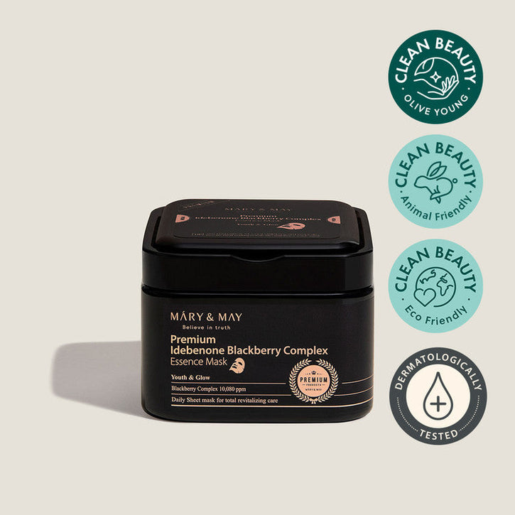 MARY & MAY Premium Idebenone Blackberry Complex Essence Mask x20 | Kool Seoul