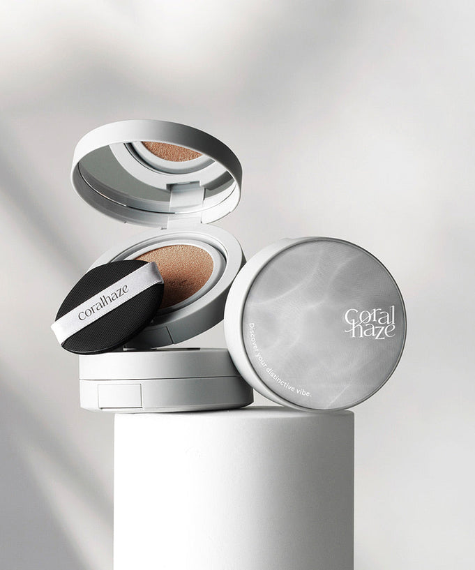 CORALHAZE New Airy Fit O2 Cushion on display with sleek packaging.