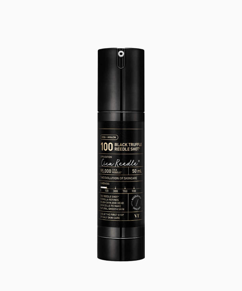 VT COSMETICS Black Truffle Reedle ShotÂ® 100 - 50ml bottle view, luxury skincare product with black truffle ingredients.