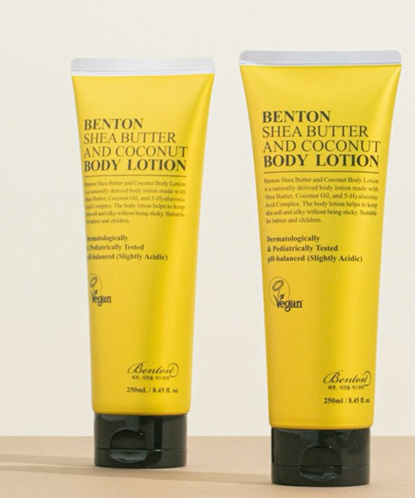 BENTON Shea Butter And Coconut Body Lotion 250ml - nourishing lotion for all skin types with a light coconut scent.