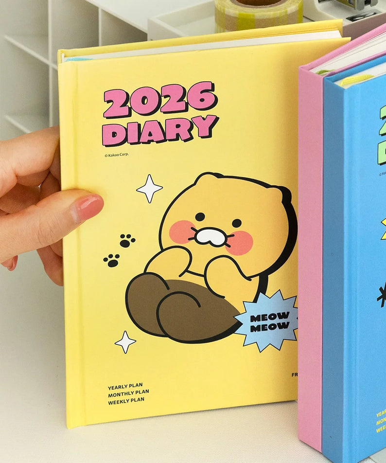 KAKAO FRIENDS Planner 2026 with cute character design in yellow, perfect for organizing your yearly, monthly, and weekly plans.