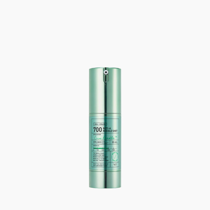 VT COSMETICS Reti-A Reedle ShotÂ® skincare product in green bottle