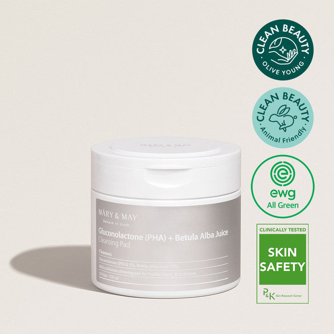 MARY & MAY Gluconolactone (PHA) + Betula Alba Juice Cleansing Pad 270ml | Kool Seoul