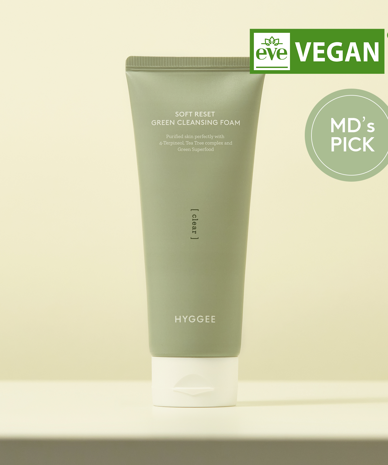 HYGGEE Soft Reset Green Cleansing Foam 150ml vegan foam product image.