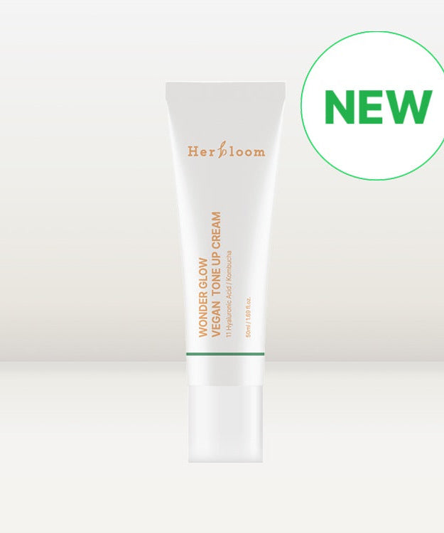 HERBLOOM Wonder Glow Kombucha Vegan Tone Up Cream 50ml in white tube with new product label