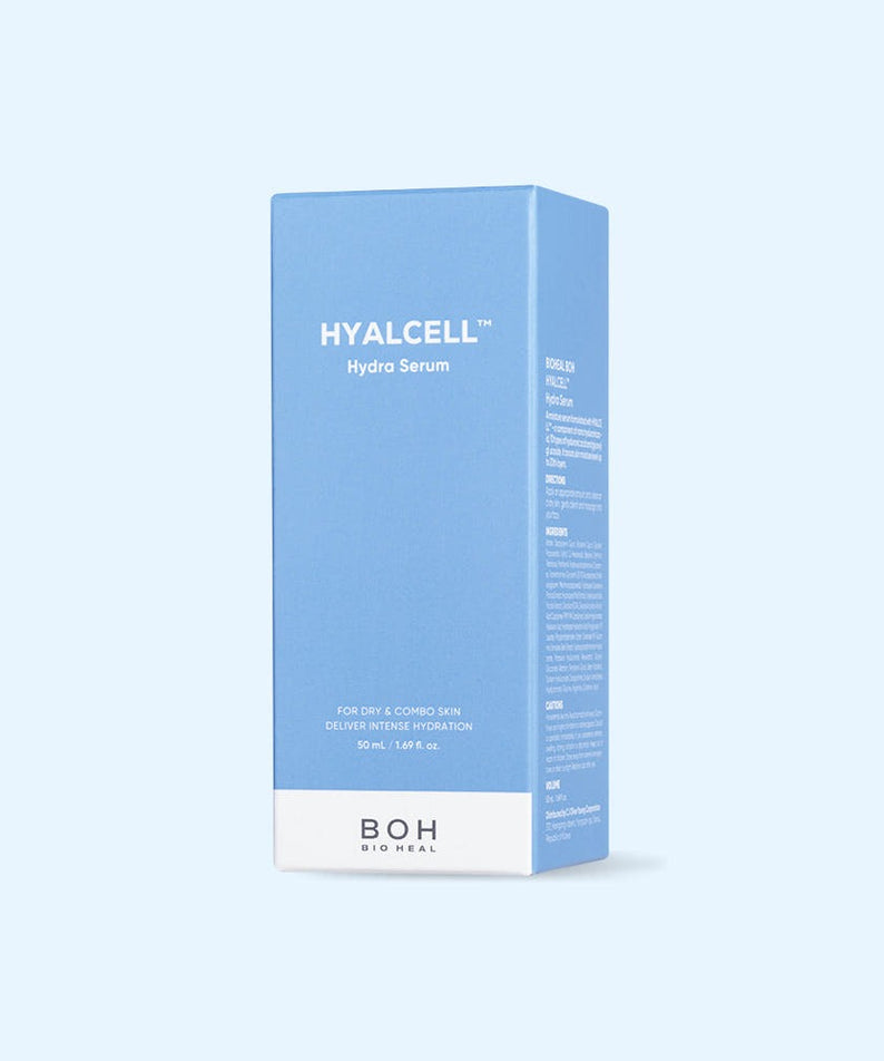 BIO HEAL BOH Hyalcell Hydra Serum 50ml packaging on a white background.