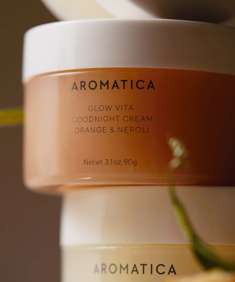 AROMATICA Glow Vita Good Night Cream Orange & Neroli 90G jar with product label
