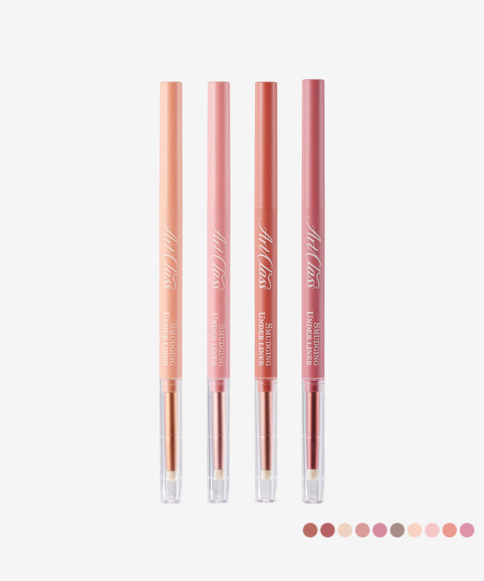 TOO COOL FOR SCHOOL Artclass Smudging Under Liner in various shades displayed vertically on a white background.