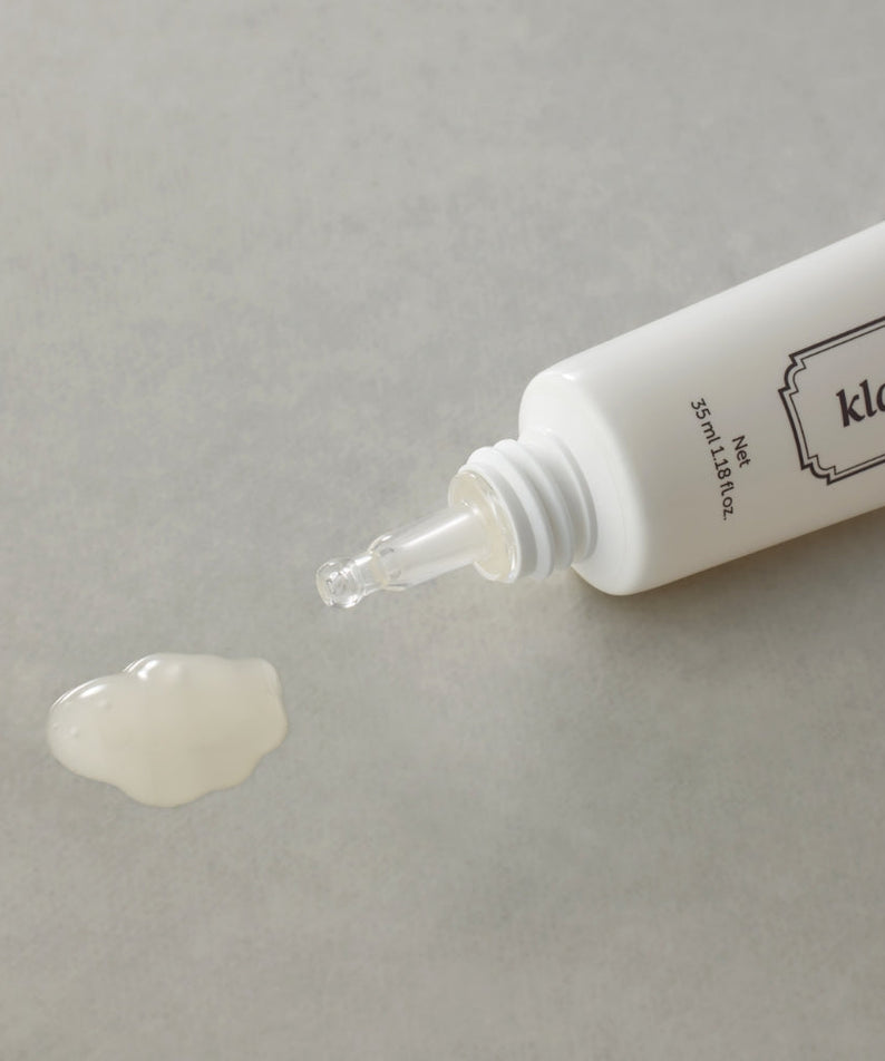 KLAIRS Fundamental Eye Awakening Gel 35ml eye care product with gel texture shown on surface, highlighting skincare benefits.