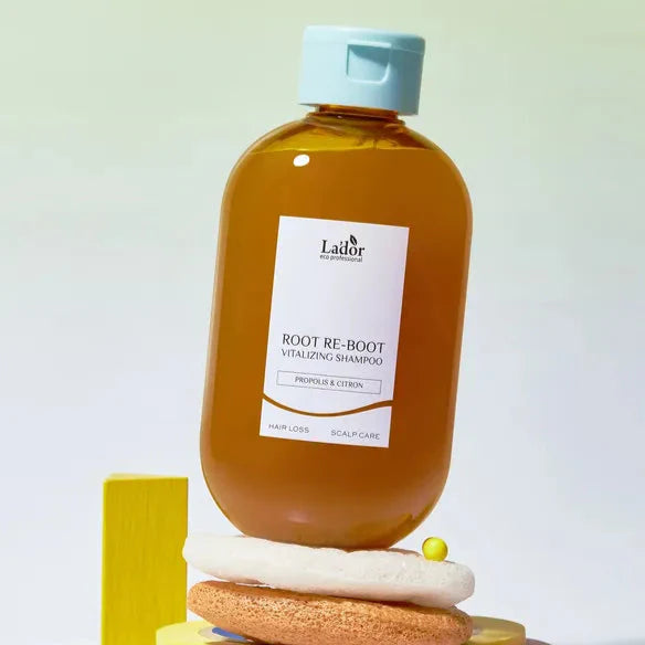 LADOR Root Reboot Custom Hair Loss Shampoo 4 Types bottle on display.