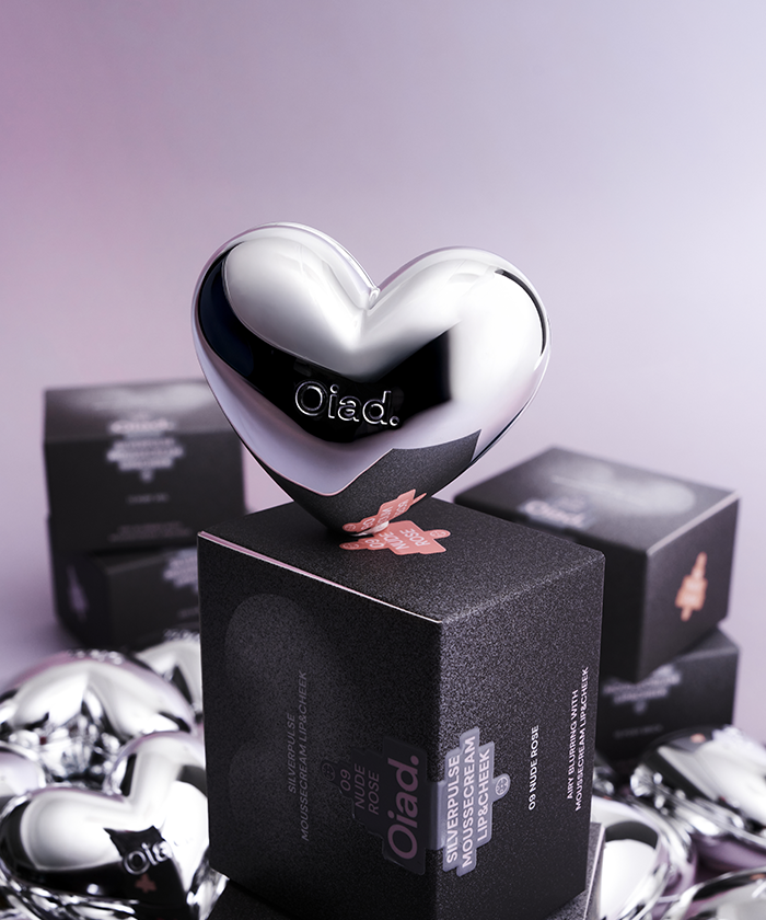 OIAD Silverpulse Moussecream Lip&Cheek product with heart-shaped packaging