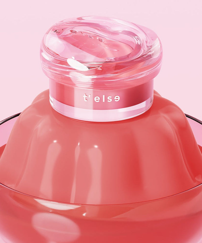 T'ELSE Plumping Glow Jelly Pot 9g in a pink container with clear lid, offering a vibrant skincare solution.
