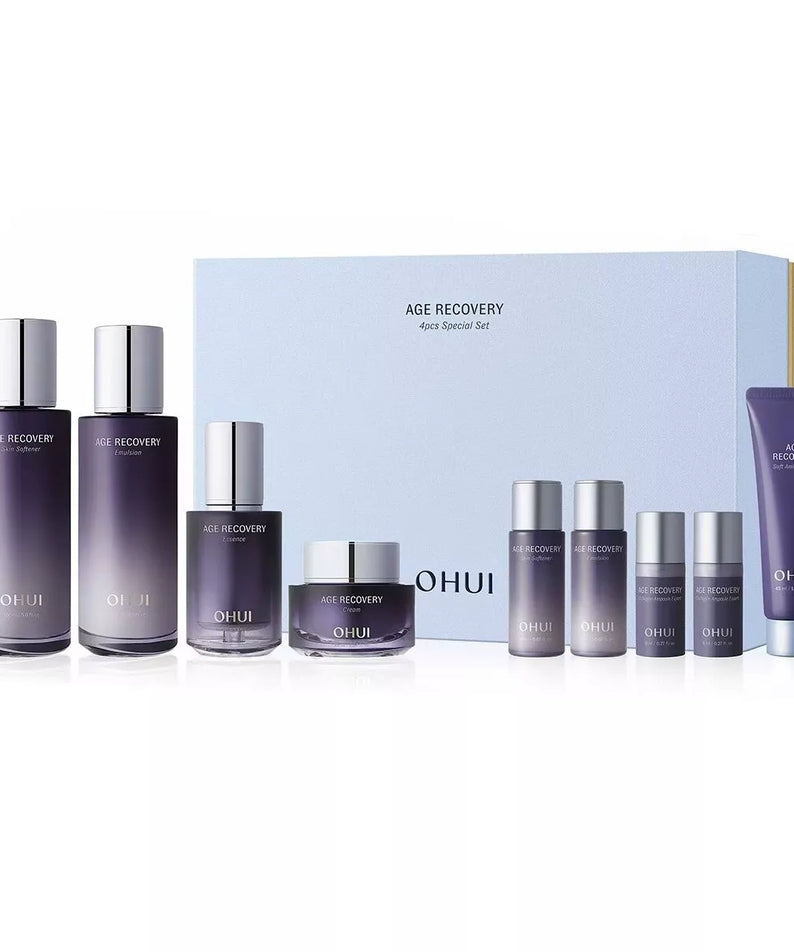 OHUI Age Recovery 2-Skin softener set featuring bottles and tubes for skincare