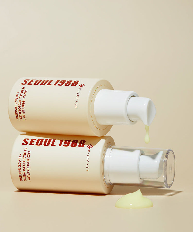 SEOUL 1988 Retinal Black Ginseng Serum in cream bottles with liquid