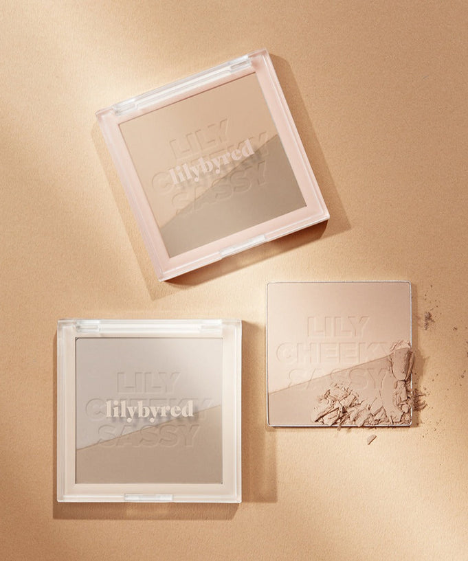LILYBYRED Shading Bible face makeup products on a beige background, showcasing three different shades for contouring.