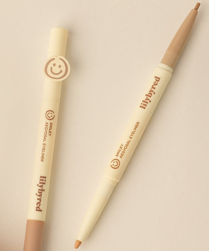 LILYBYRED Smiley Aegyosal Eyeliner in neutral shade, showcasing dual-ended design for smiley aegyosal makeup effect.