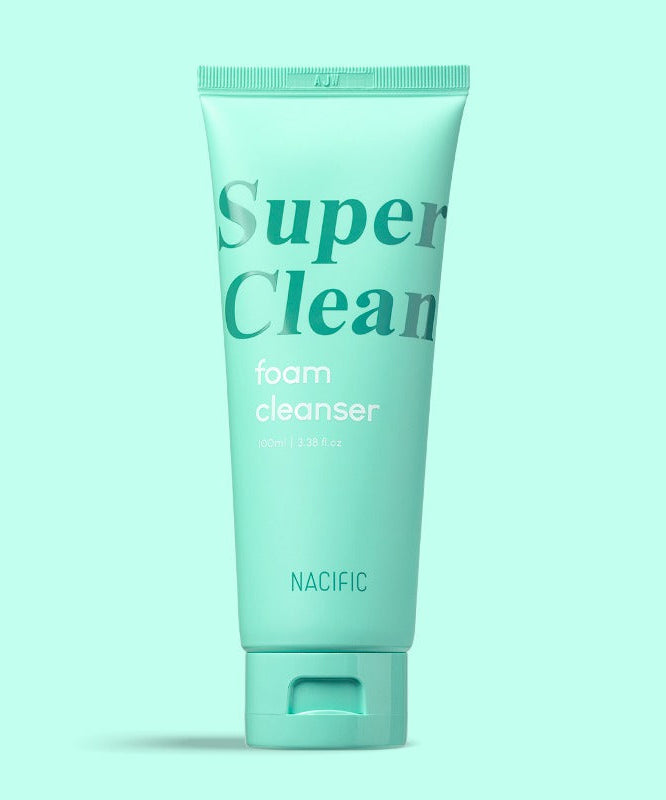 NACIFIC Super Clean Foam Cleanser 100ml tube, mint green packaging, facial cleanser