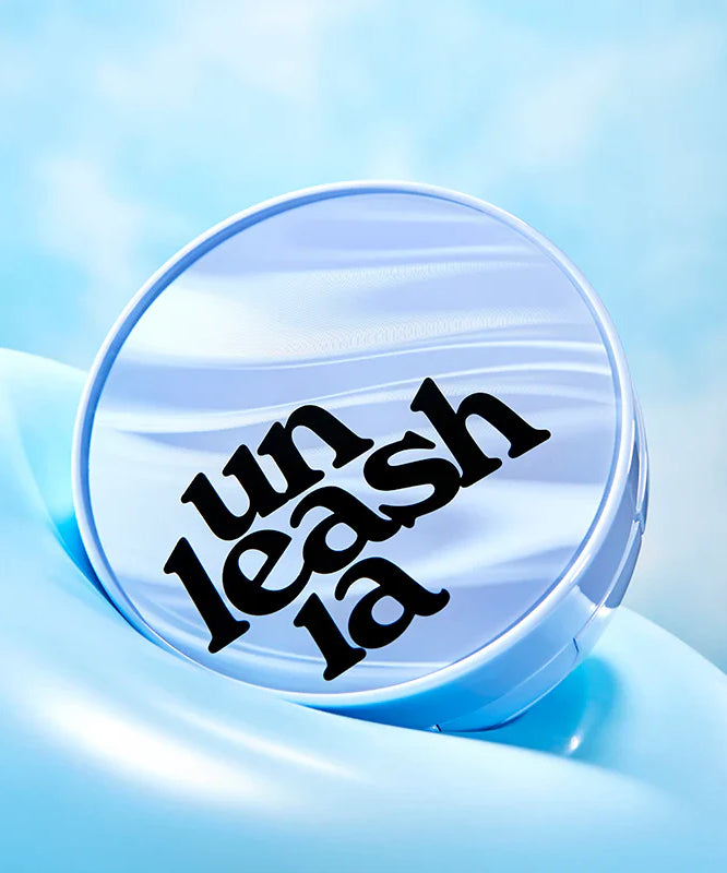 UNLEASHIA Babe Skin Baby Blue Cushion on a light blue background.