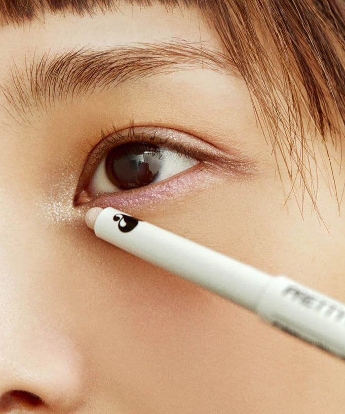 Close-up of eye makeup application with UNLEASHIA Pretty Easy Glitter Stick